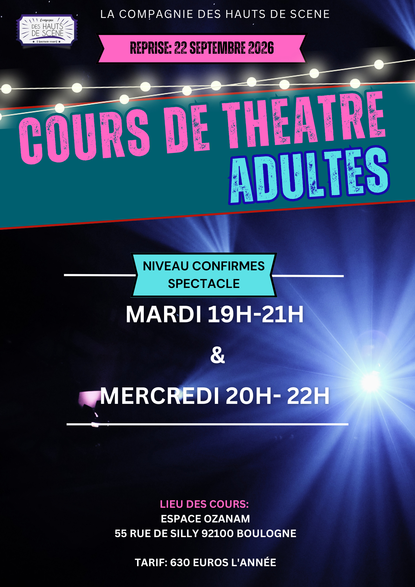 Cours de théâtre adultes — Espace Ozanam, Boulogne